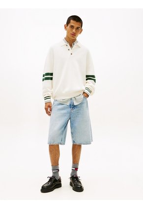 Saco Marfil Tommy Badge Con Rayas En Las Mangas Tommy Jeans