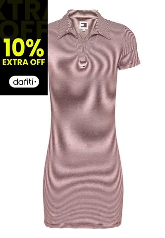 Vestido Vino Tipo Polo De Rayas Tommy Jeans Tommy Hilfiger