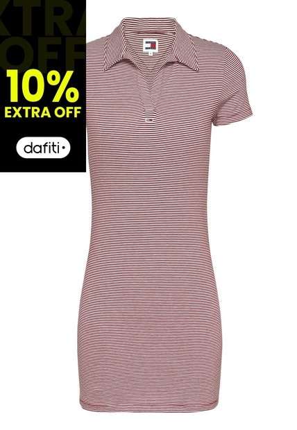 Vestido Vino Tipo Polo De Rayas Tommy Jeans