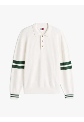 Saco Marfil Tommy Badge Con Rayas En Las Mangas Tommy Jeans