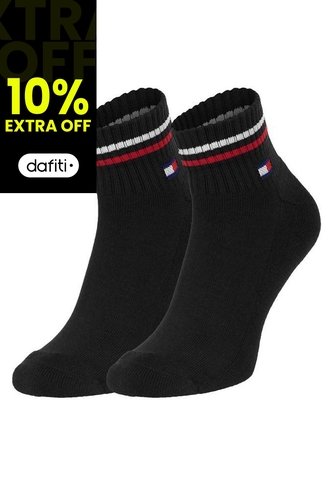 Pack Negro De 2 Calcecines Con Logo Tommy Hilfiger Tommy Hilfiger