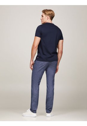 Camiseta Azul De Tejido Interlock Con Corte Slim Tommy Hilfiger