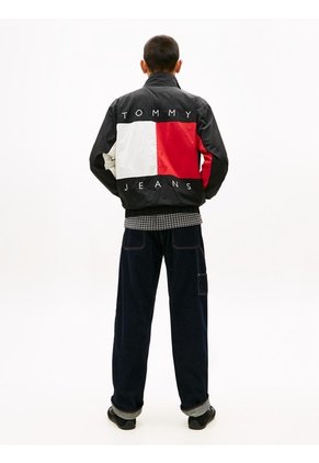 Cortavientos Negro Repelente Al Agua Con Logo Trasero Tommy Jeans