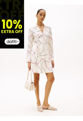 Minivestido Cruzado Con Estampado Integral WW0WW4466401V Tommy Hilfiger