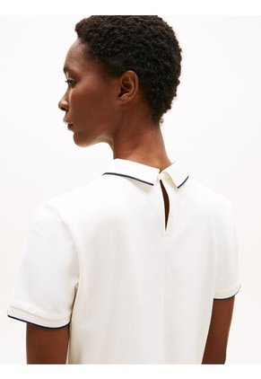 Polo Blanco De Corte Regular Con Logo Script Tommy Hilfiger