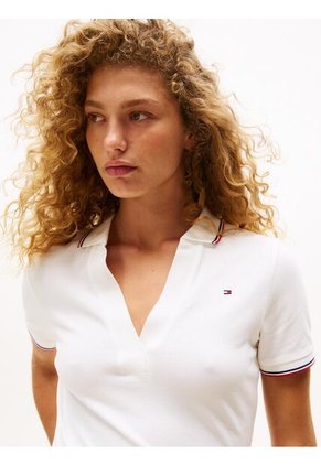Polo Blanco 1985 De Corte Slim Con Ribetes Tommy Hilfiger
