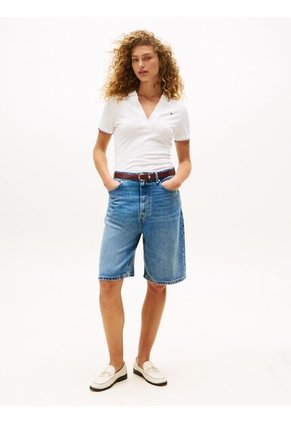 Polo Blanco 1985 De Corte Slim Con Ribetes Tommy Hilfiger