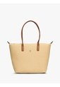 Bolso Beige Tote Popette Raffia Con Insignia Metalizada TH Tommy Hilfiger de Tommy Hilfiger