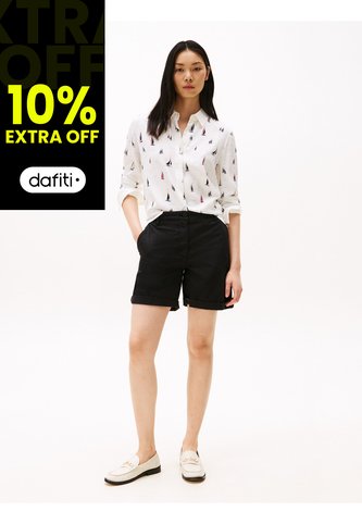 Bermudas Negro Chino Mom Con Vuelta Tommy Hilfiger Tommy Hilfiger