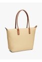 Bolso Beige Tote Popette Raffia Con Insignia Metalizada TH Tommy Hilfiger de Tommy Hilfiger