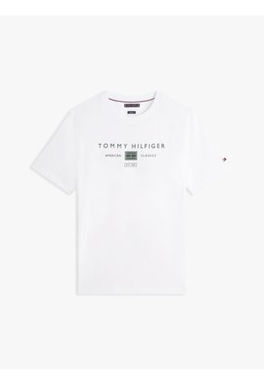 Camiseta Blanca De Punto Con Logo Tommy Hilfiger