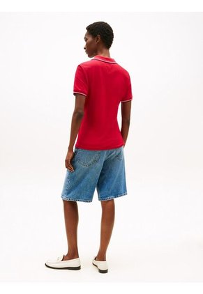 Polo Rojo 1985 De Corte Slim Con Ribetes Tommy Hilfiger