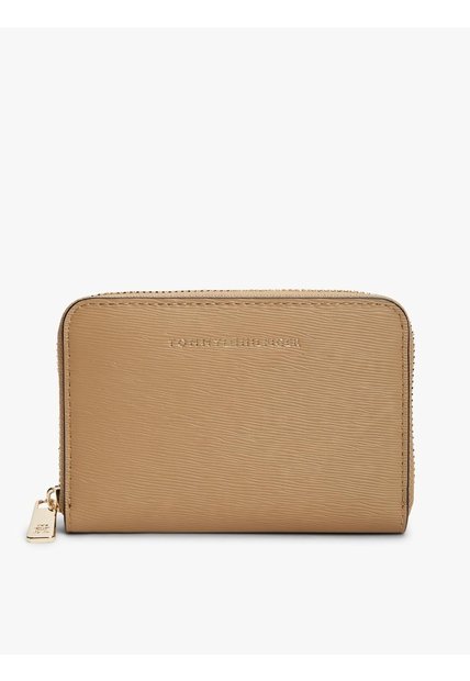 Billetera Beige Texturizada Con Cremallera Y Logo Tommy Hilfiger