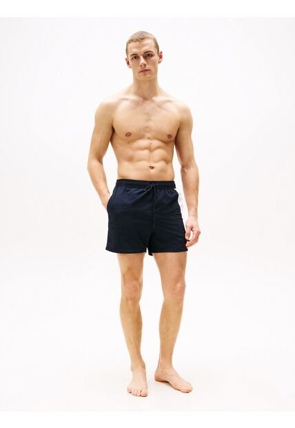 Traje Azul De Baño Slim De Medio Largo Con Logo Tommy Hilfiger