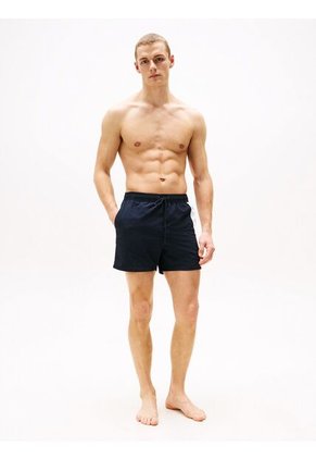 Traje Azul De Baño Slim De Medio Largo Con Logo Tommy Hilfiger