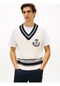 Chaleco Blanco Amplio Con Cuello En V Y Parche Tommy Hilfiger de Tommy Hilfiger