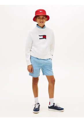 Saco Marfil Para Niño De Cuello Redondo Con Logo Tommy Hilfiger