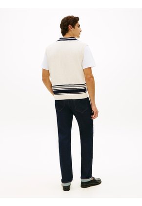 Chaleco Blanco Amplio Con Cuello En V Y Parche Tommy Hilfiger