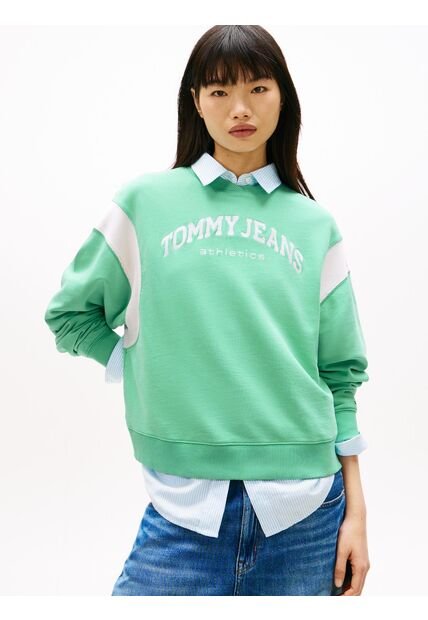 Buzo Verde Holgado Con Logo Bordado A Contraste Tommy Jeans