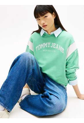 Buzo Verde Holgado Con Logo Bordado A Contraste Tommy Jeans