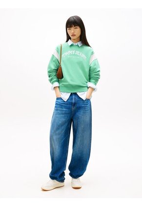 Buzo Verde Holgado Con Logo Bordado A Contraste Tommy Jeans