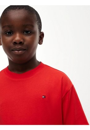 Camiseta Roja Para Niño De Punto Con Logo Bordado Tommy Hilfiger