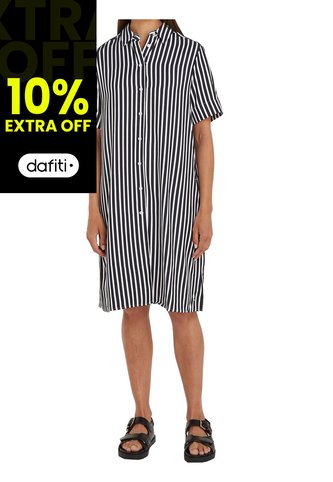 Vestido Negro Amplio De Rayas Tommy Hilfiger Tommy Hilfiger