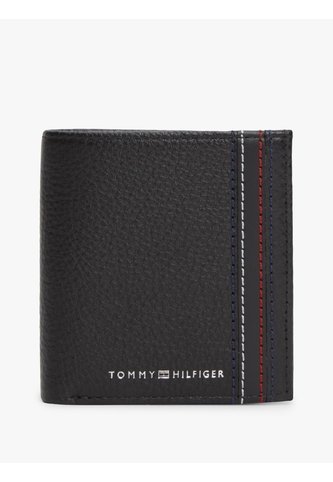 Billetera Negra Plegable De Cuero Granulada Con Logo Tommy Hilfiger Tommy Hilfiger