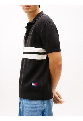 Polo Negro De Punto Tommy Badge De Corte Regular Tommy Jeans