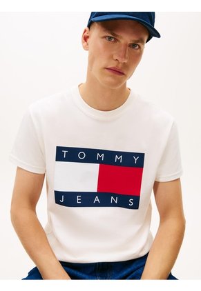 Camiseta Blanca De Corte Regular Con Logo Estampado Tommy Jeans