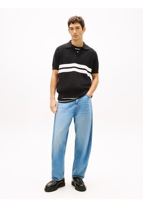 Polo Negro De Punto Tommy Badge De Corte Regular Tommy Jeans