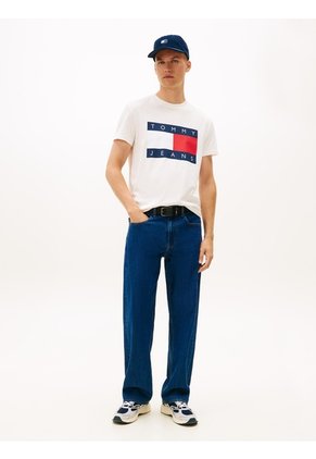 Camiseta Blanca De Corte Regular Con Logo Estampado Tommy Jeans