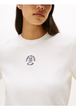 Camiseta Blanca De Corte Regular Con Diseño De Rayas Tommy Hilfiger