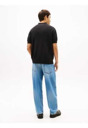 Polo Negro De Punto Tommy Badge De Corte Regular Tommy Jeans