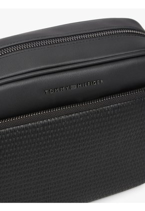 Bolso Negro Cruzado Con Panel Tejido Tommy Hilfiger