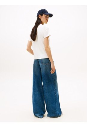 Camiseta Blanca De Corte Regular Con Diseño De Rayas Tommy Hilfiger