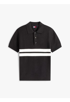 Polo Negro De Punto Tommy Badge De Corte Regular Tommy Jeans