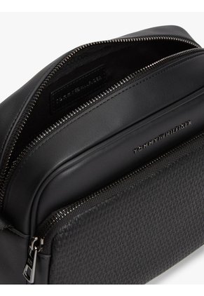 Bolso Negro Cruzado Con Panel Tejido Tommy Hilfiger