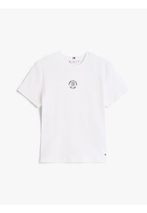 Camiseta Blanca De Corte Regular Con Diseño De Rayas Tommy Hilfiger