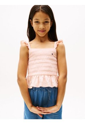 Top Rosa Texturizado Con Volantes Tommy Hilfiger