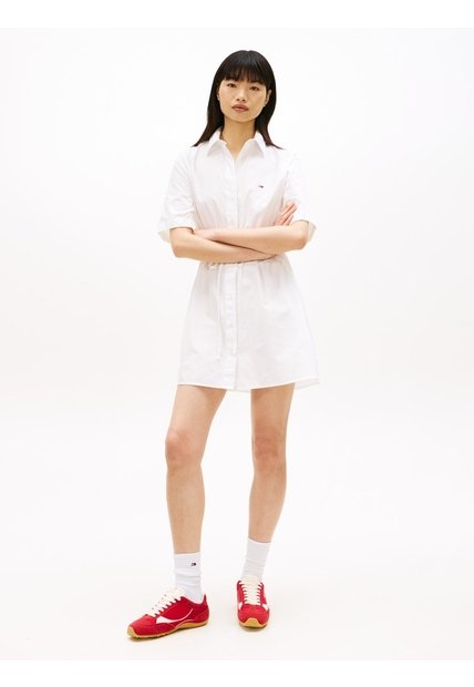 Vestido Blanco De Rayas Con Corte Amplio Tommy Jeans