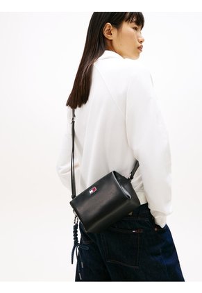 Bolso Negro Cruzado Con Logo Tommy Hilfiger