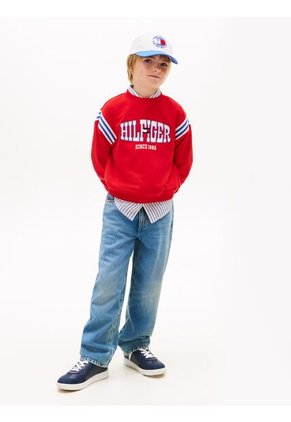 Buzo Rojo De Felpa Con Logo Ondulante Tommy Hilfiger
