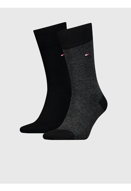 Pack Negro De 2 Medias Con Logo Tommy Hilfiger