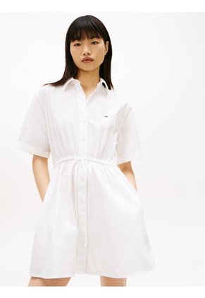 Vestido Blanco De Rayas Con Corte Amplio Tommy Jeans