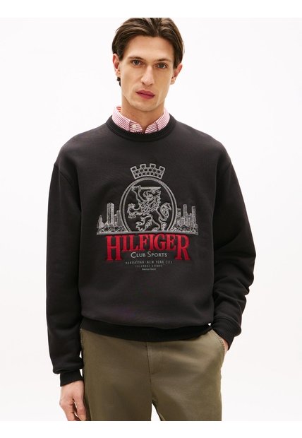 Saco Negro Heritage Amplio Con Escudo Bordado Tommy Hilfiger