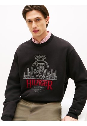 Saco Negro Heritage Amplio Con Escudo Bordado Tommy Hilfiger