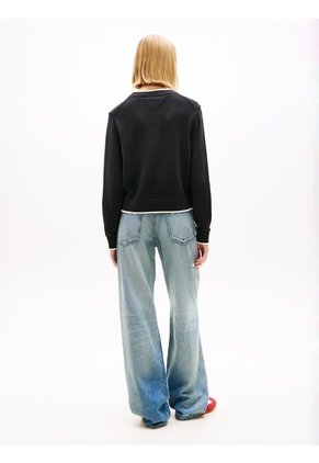 Saco Negro Amplio Ribeteado Con Logo En Intarsia Tommy Jeans