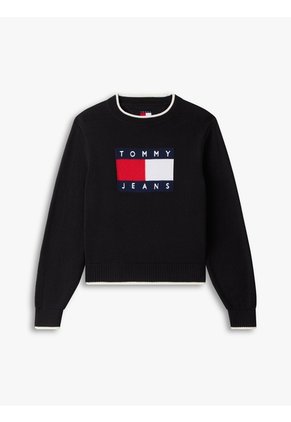 Saco Negro Amplio Ribeteado Con Logo En Intarsia Tommy Jeans