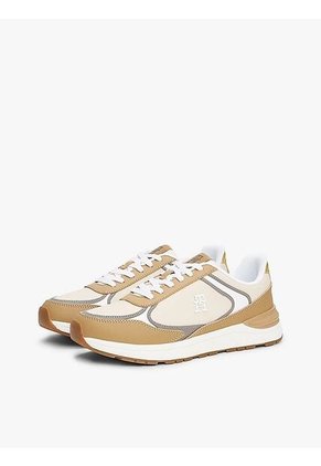 Tenis Beige De Cuero Con Monograma TH Tommy Hilfiger